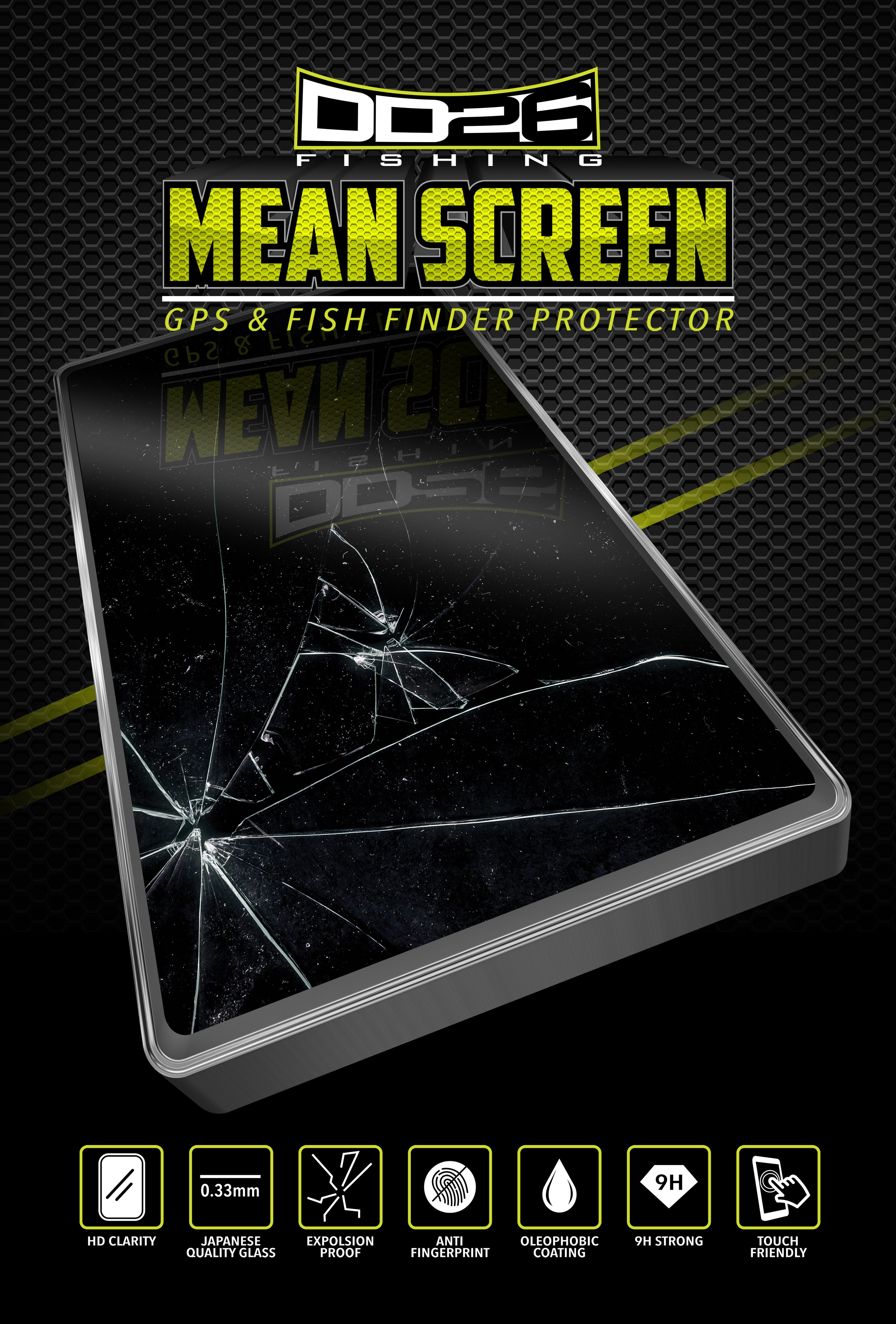DD26 Fishing Mean Screen Anti Glare tempered glass that fits the Humminbird Helix 10 all Gens & Helix 9 Gen 1 & 2
