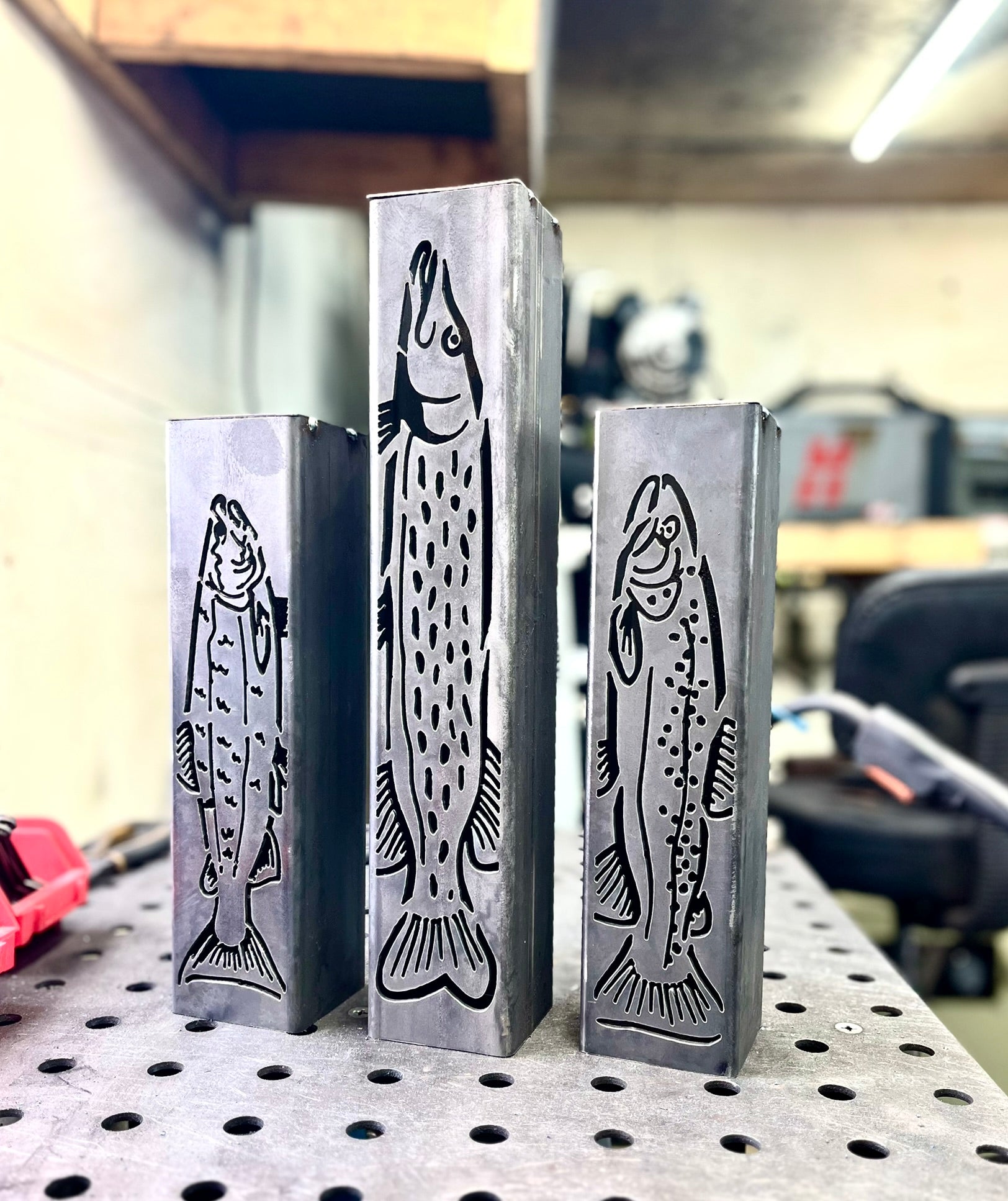 Gone Fishing Pillar Luminary w/ Solar Cap | Freshwater Pack