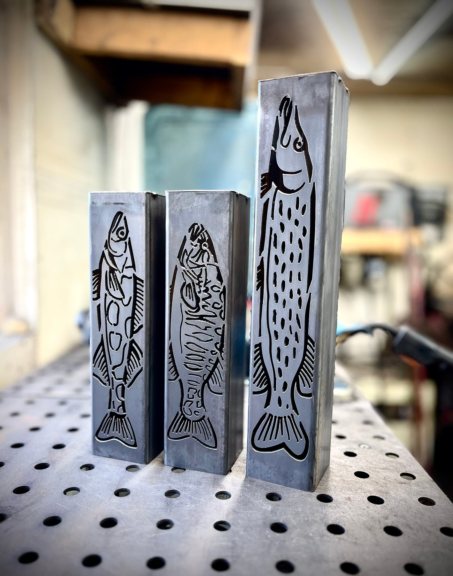 Gone Fishing Pillar Luminary w/ Solar Cap | Freshwater Pack