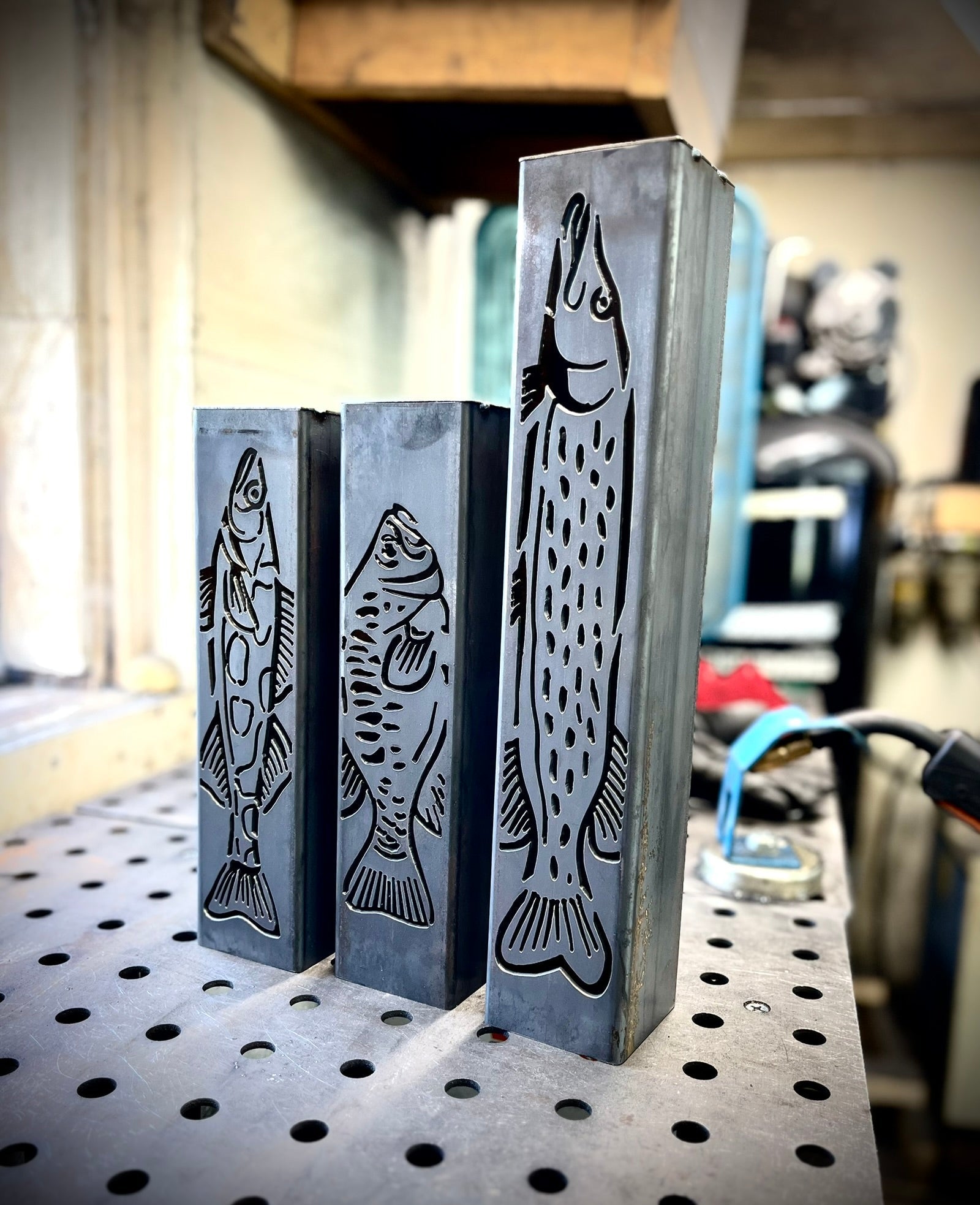 Gone Fishing Pillar Luminary w/ Solar Cap | Freshwater Pack